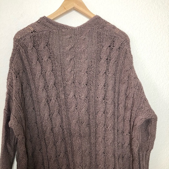 Free People Easy V Light Purple Long Line Cable Knit Sweater - Picture 7 of 8